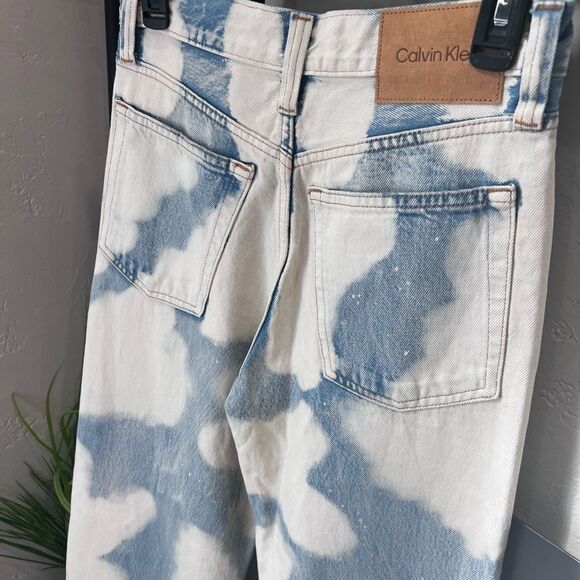 Calvin Klein Original Wide Leg jeans size W27 Blue White Cloud Pattern - Picture 4 of 15